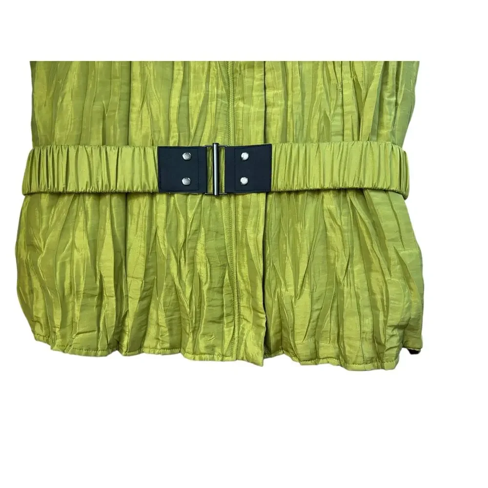 Women’s Reversible Vest Belted Chartreuse & Black Lightweight NO Tags Autumn
